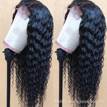 Wholesale price Deep wavy front lace wig real human hair 150% density 13X4 Brazilian real hair deep wavy front lace wig